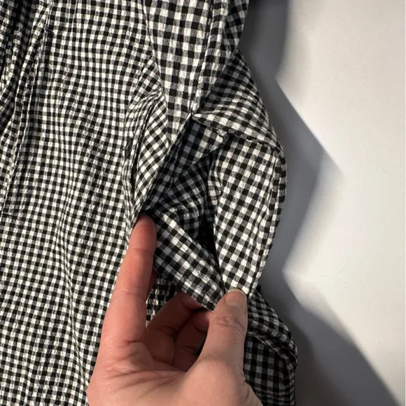 White Stag Gingham Plaid Seersucker Button Shirt Dress Tie Waist Cottage Country - Picture 9 of 15